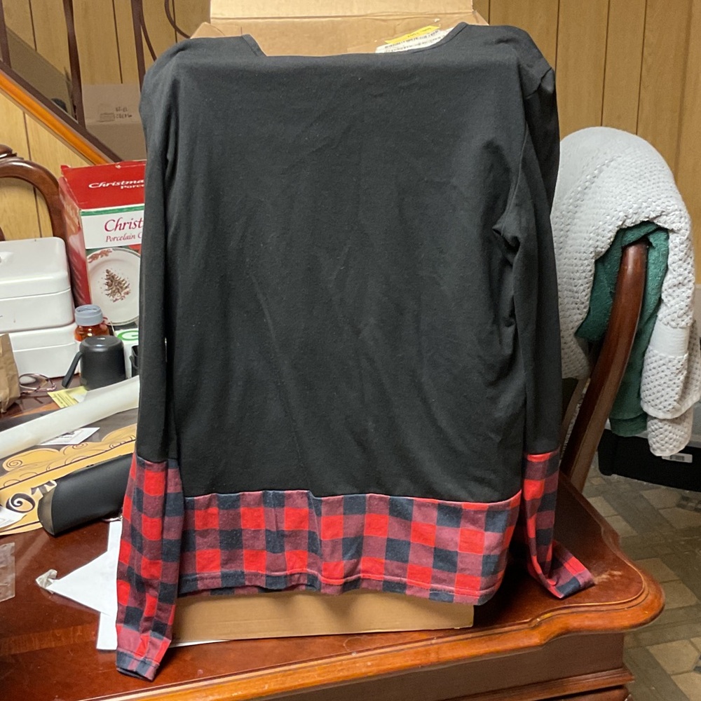 Black and Red Plaid Long Sleeve Shirt